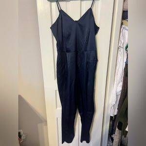 LULUs navy satin jumpsuit S XL worn once